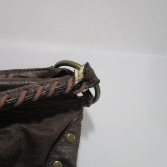 *Unbranded Brown Crinkle Rope Handle Rust Suede Tote - Picture 3 of 9